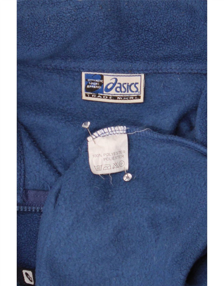 Asics - Jersey de forro polar con cremallera para hombre, tamaño grande, poliéster azul marino