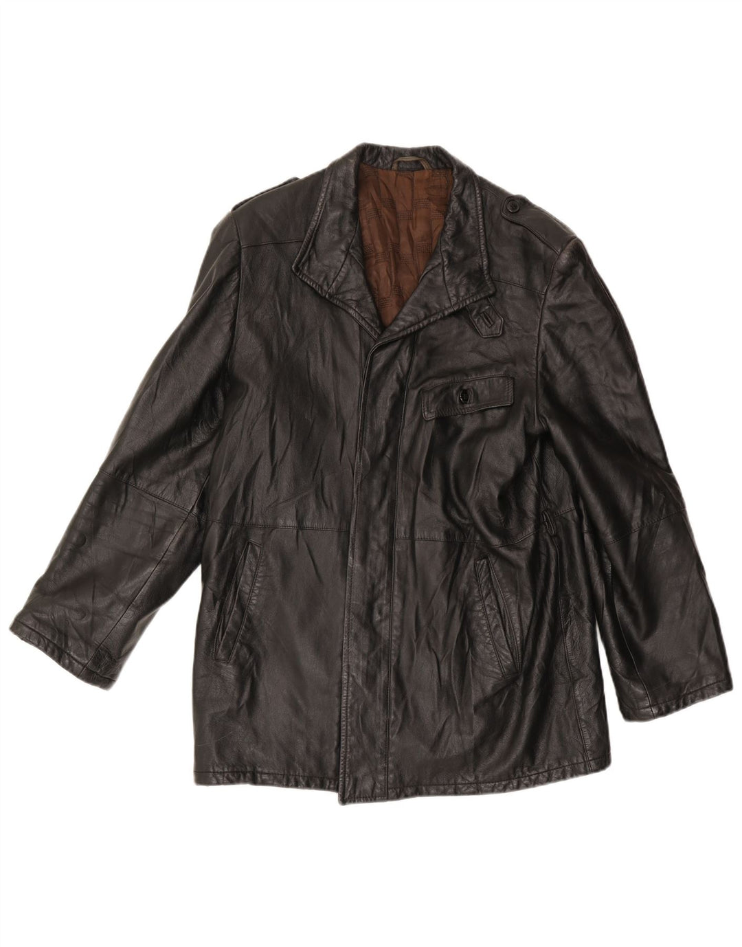ANFOR Chaqueta de cuero para hombre IT 48 Mediano Negro