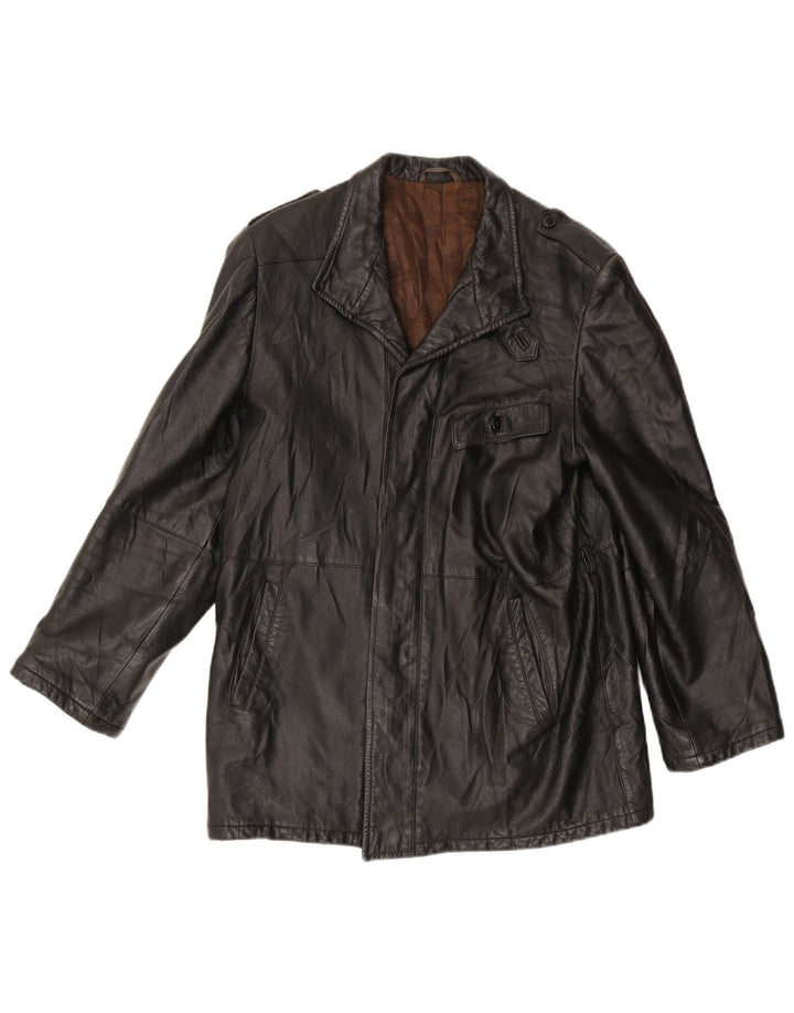 ANFOR Chaqueta de cuero para hombre IT 48 Mediano Negro