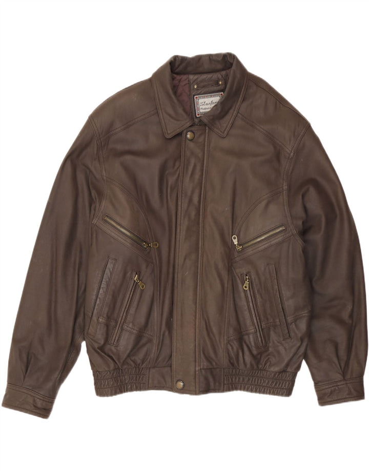 Stanford Chaqueta de cuero para hombre EU 54 2XL Cuero marrón