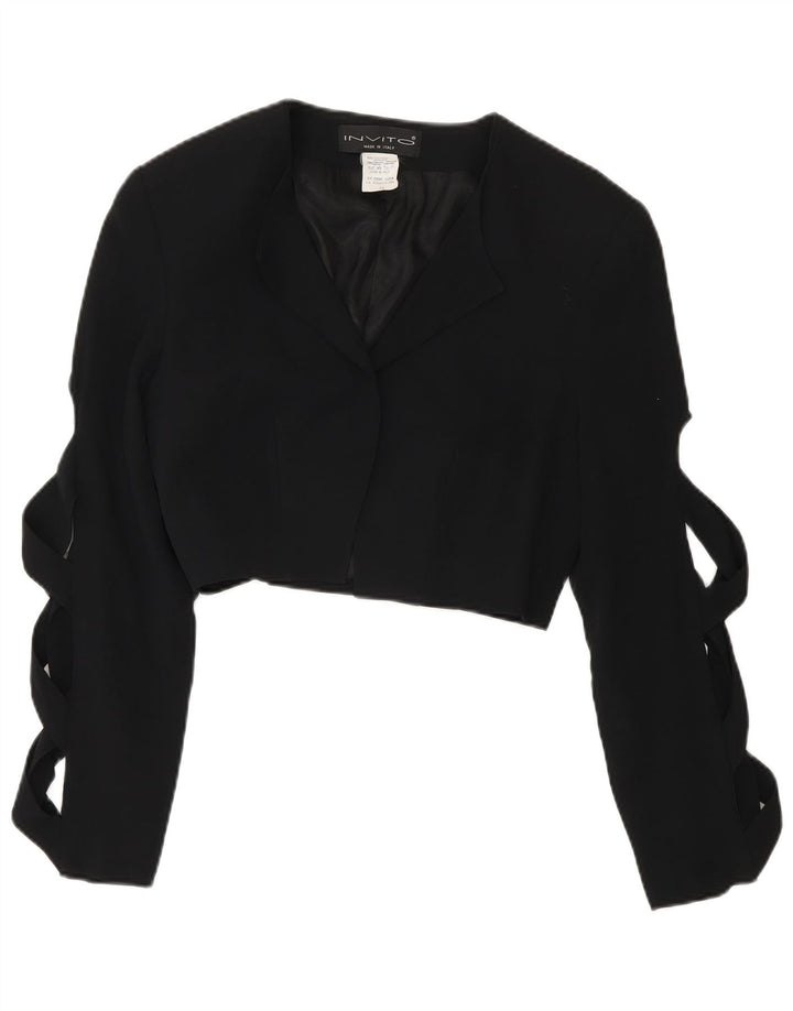Chaqueta Bolero Vintage para Mujer IT 44 Acetato Negro Medio