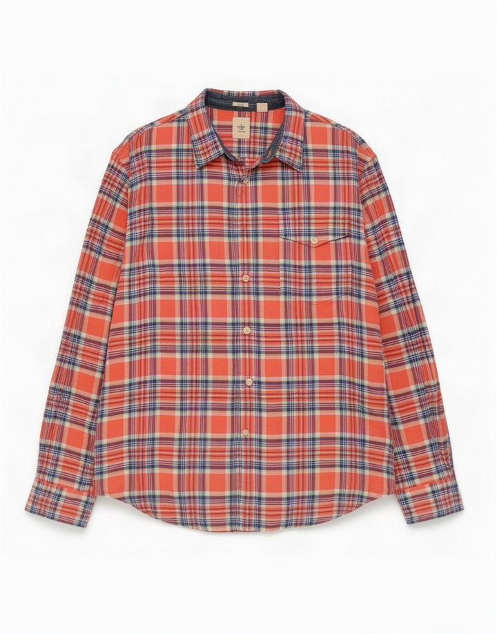 Dockers Camisa De Franela Entallada De Cuadros Naranja Grande Para Hombre