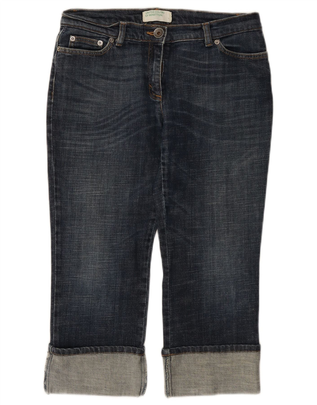 BENETTON Vaqueros Capri Mujer W28 L21 Azul