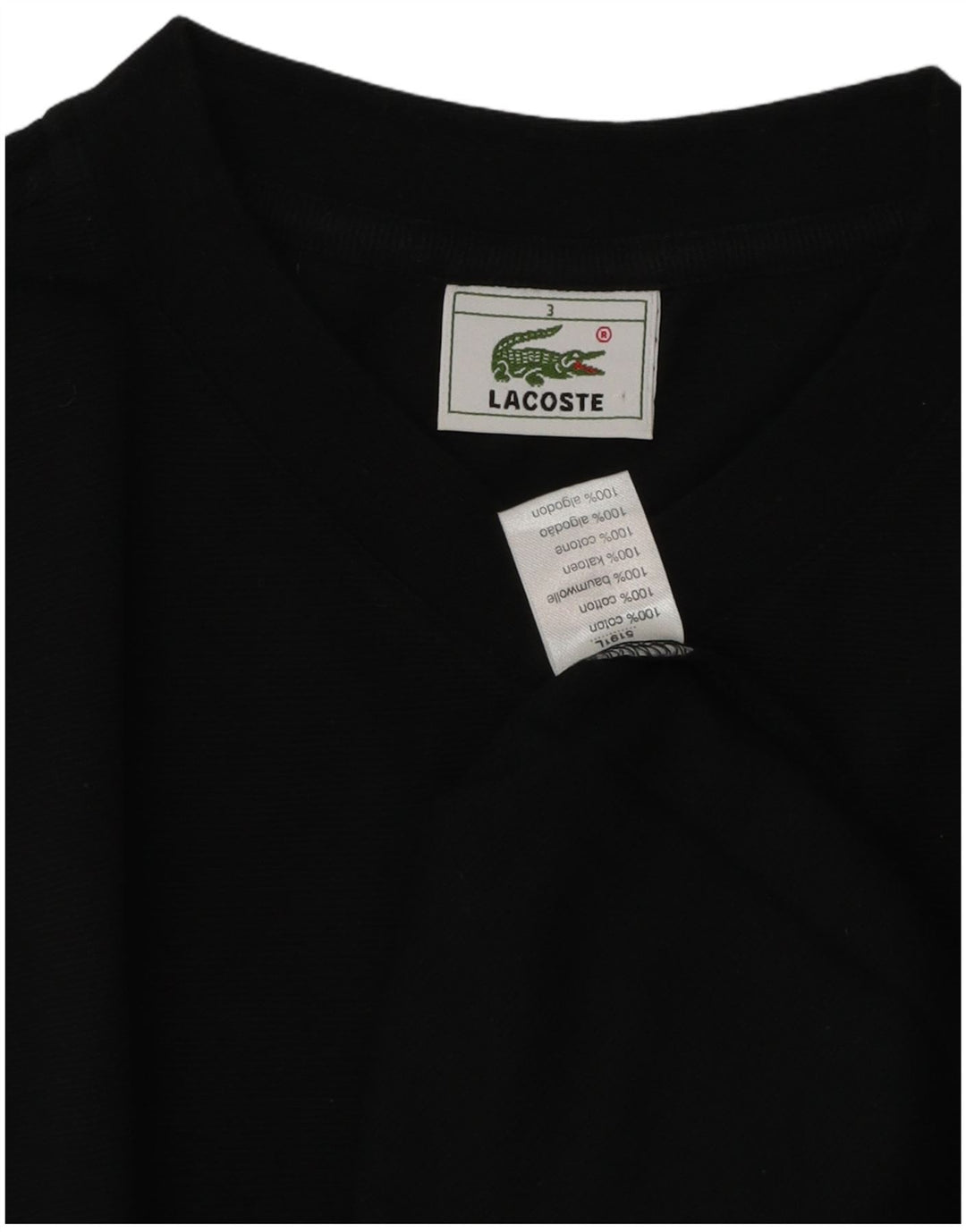 Lacoste Camiseta para hombre talla 3 pequeña algodón negro