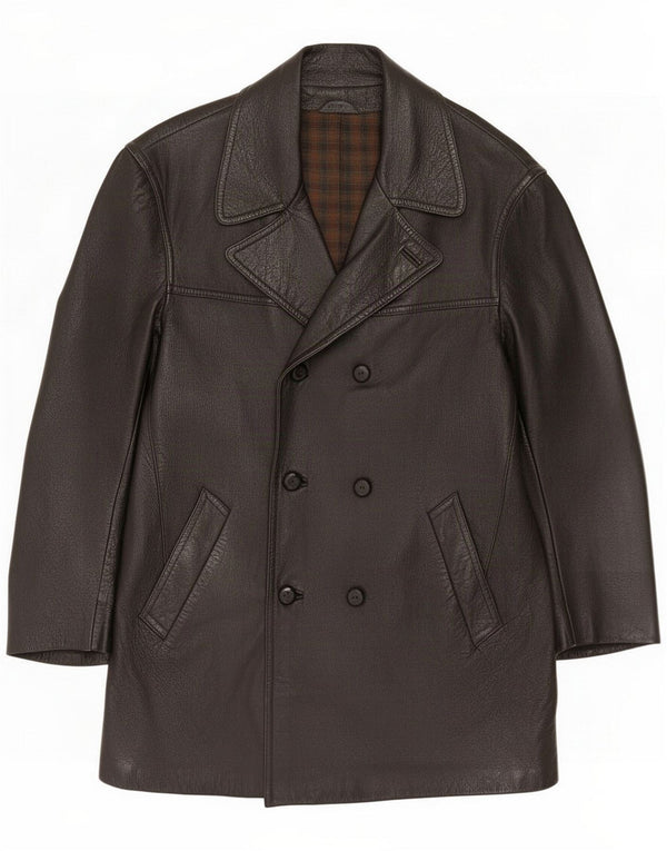 Chaqueta de cuero vintage para hombre UK 40 Large Black