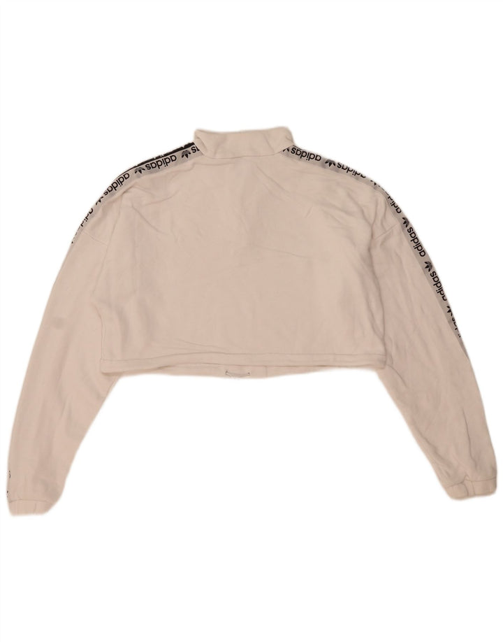 Adidas Mujer Oversize Graphic Crop Sudadera Jumper UK 12 Mediano Blanco