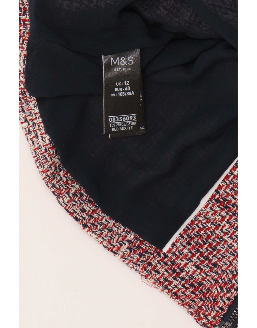 Marks & Spencer Chaqueta tipo blazer corta para mujer Reino Unido 12 Algodón moteado rojo mediano