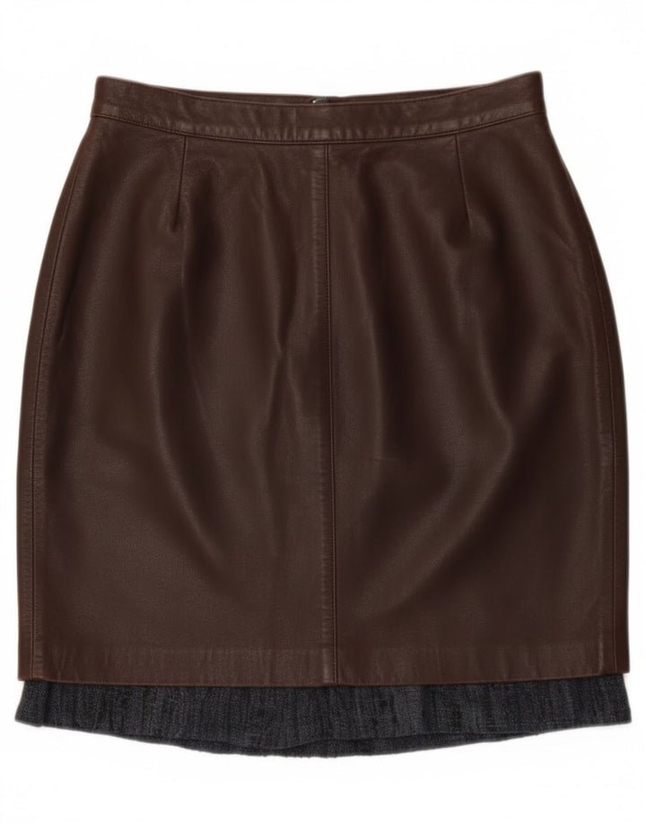 Falda de cuero vintage para mujer W28 cuero marrón medio