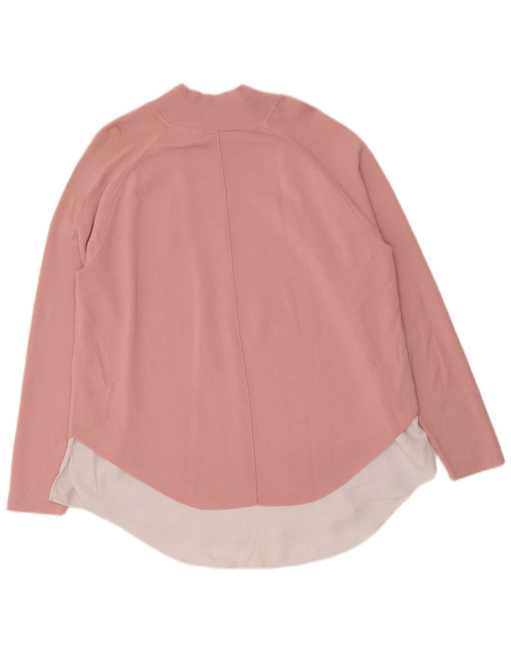 Ted Baker Suéter con cuello alto para mujer, talla 3, bloque de color rosa mediano
