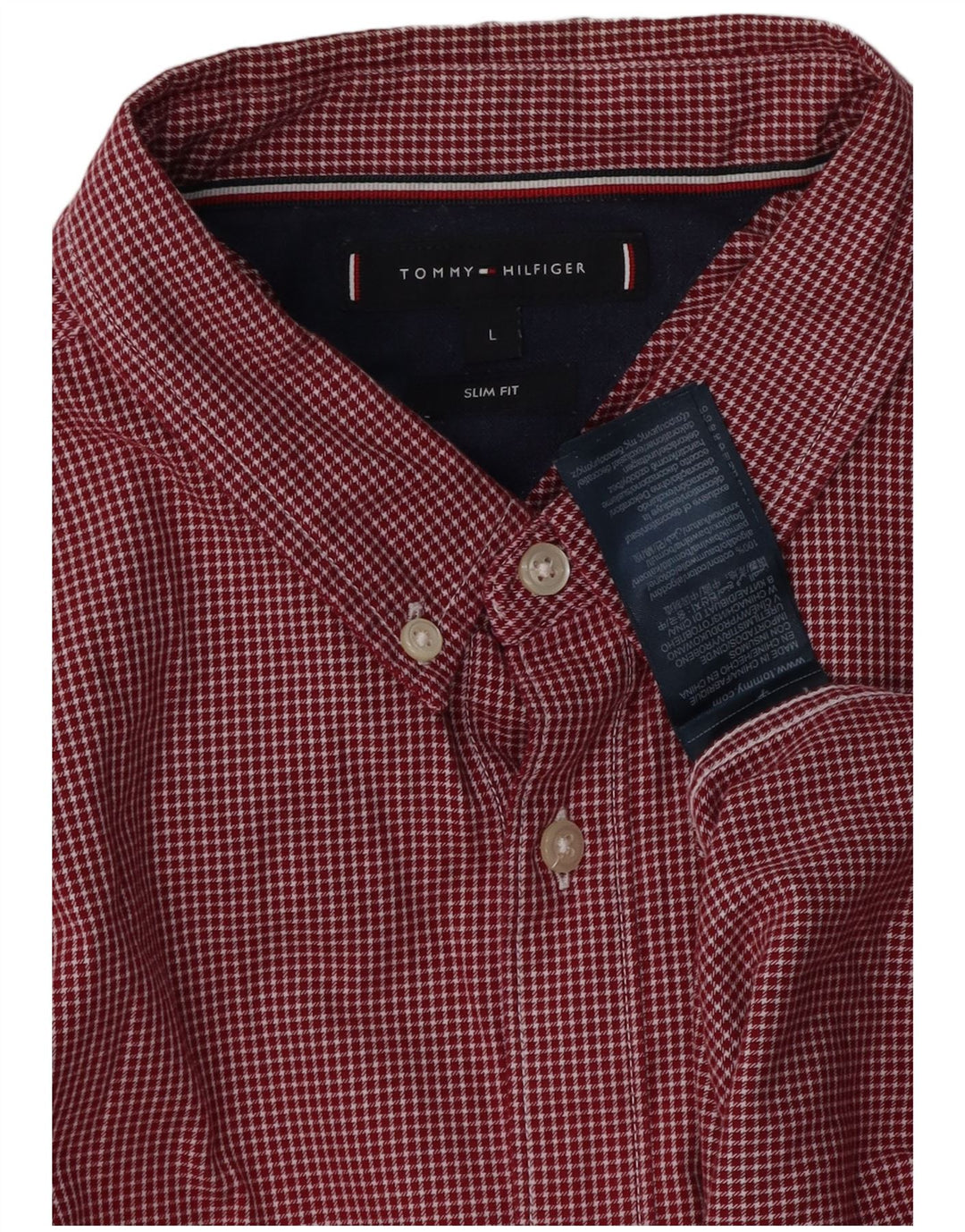 TOMMY HILFIGER Camisa ajustada de hombre de algodón a cuadros rojos grandes