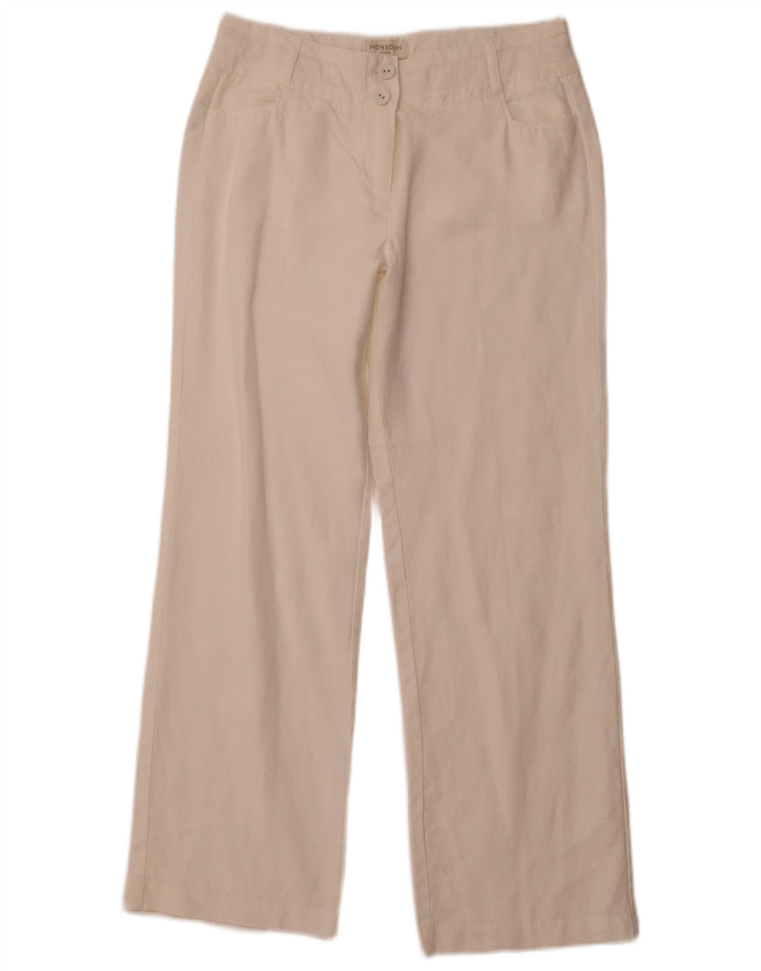 MONSOON Pantalones casuales rectos para hombre UK 10 Small W30 L29 White Linen