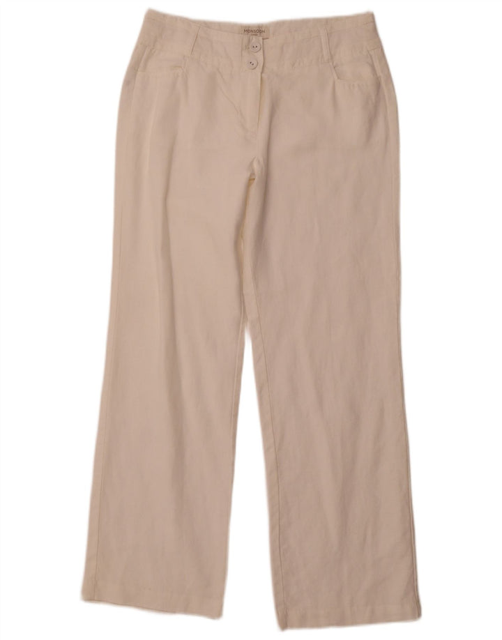 MONSOON Pantalones casuales rectos para hombre UK 10 Small W30 L29 White Linen