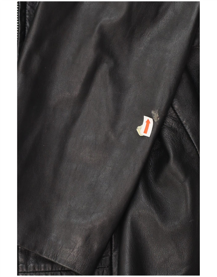 GERRY WEBER Abrigo de cuero para mujer Reino Unido 16 Cuero negro grande