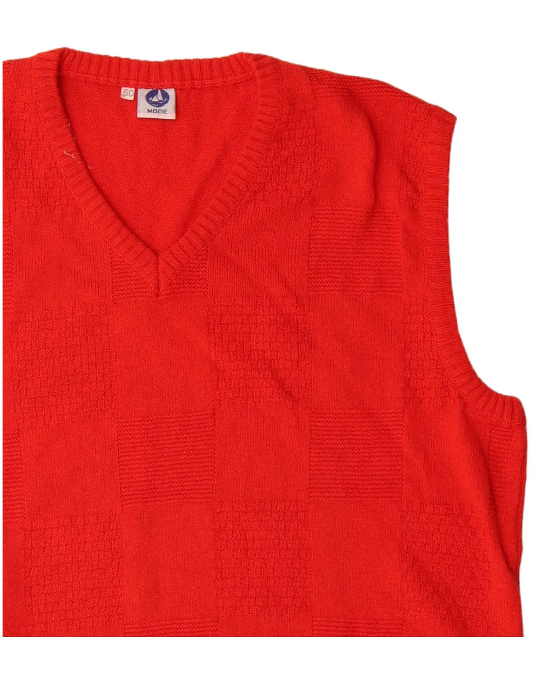 VINTAGE Chaleco para hombre Camiseta sin mangas IT 50 Algodón rojo medio