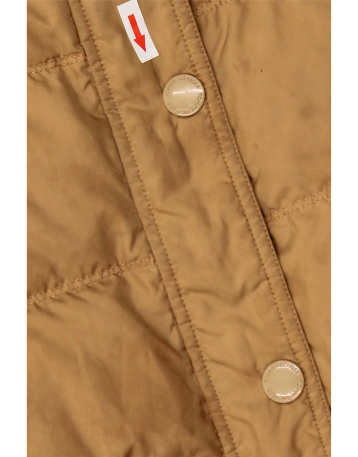 Tommy Hilfiger Abrigo acolchado con capucha para mujer UK 10 Small Marrón Poliéster