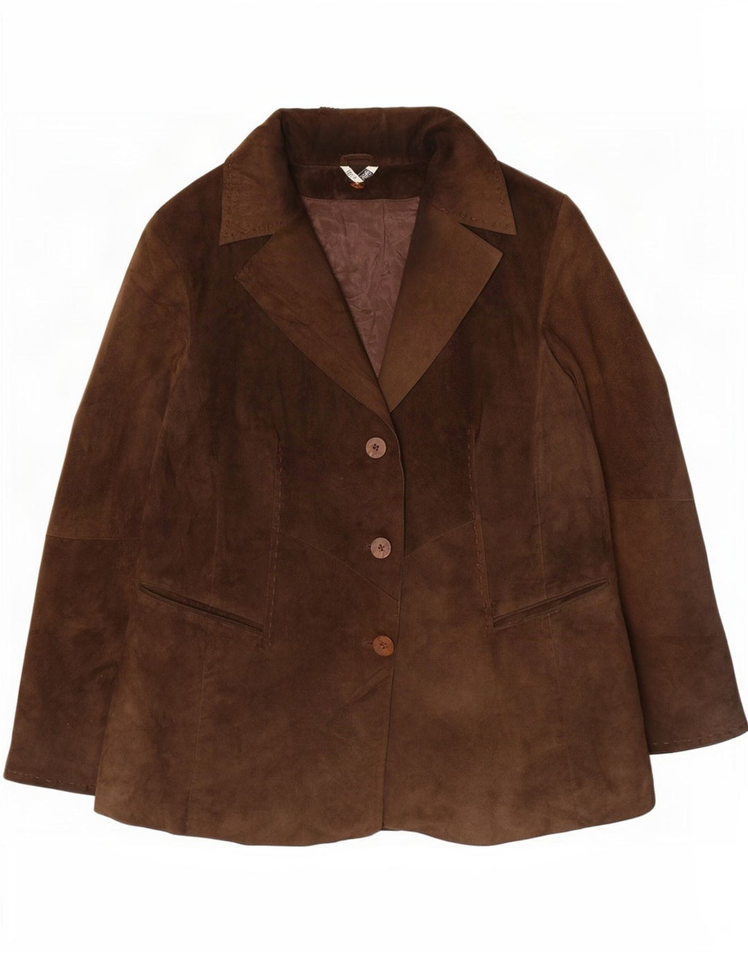 Vintage mujer 3 botones ante Blazer chaqueta Reino Unido 14 marrón medio