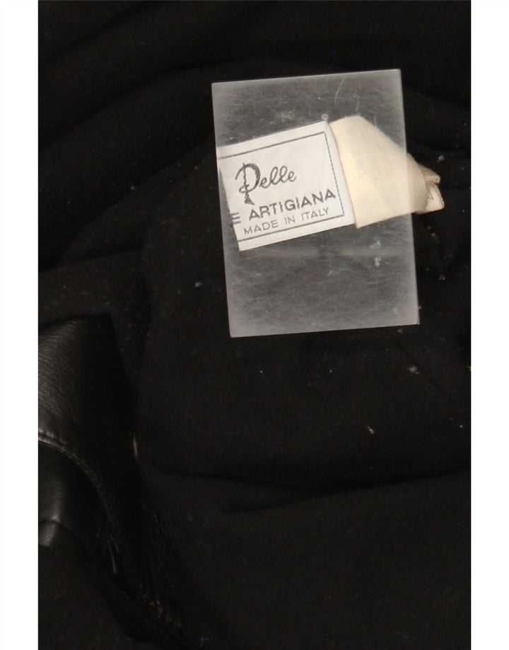 Abrigo de cuero vintage para mujer IT 42 Cuero negro medio