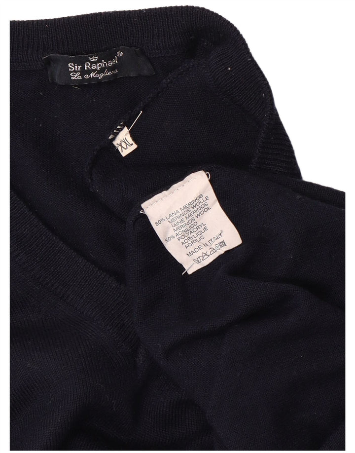 SIR RAPHAEL Suéter con cuello en V para hombre 2XL Azul marino Acrílico