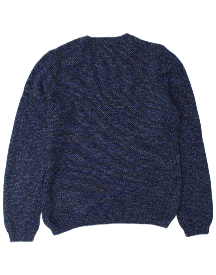 Marks & Spencer Jersey de cuello redondo para hombre de algodón moteado azul pequeño