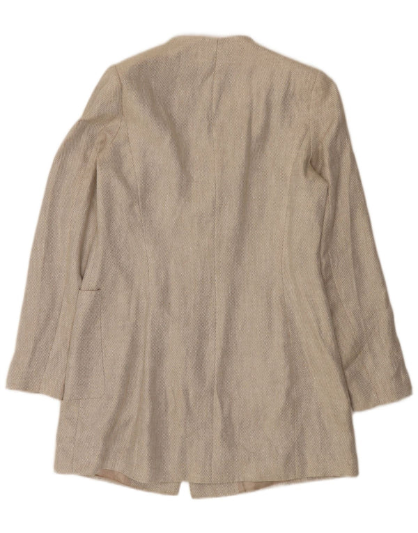 Zara Mujer Abrigo Abierto UK 42 Lino Medio Beige