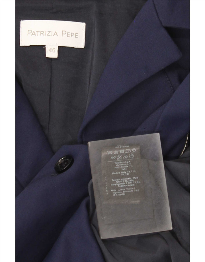 Patrizia Pepe Chaqueta Blazer De 2 Botones Para Mujer IT 46 Grande Algodón Azul Marino