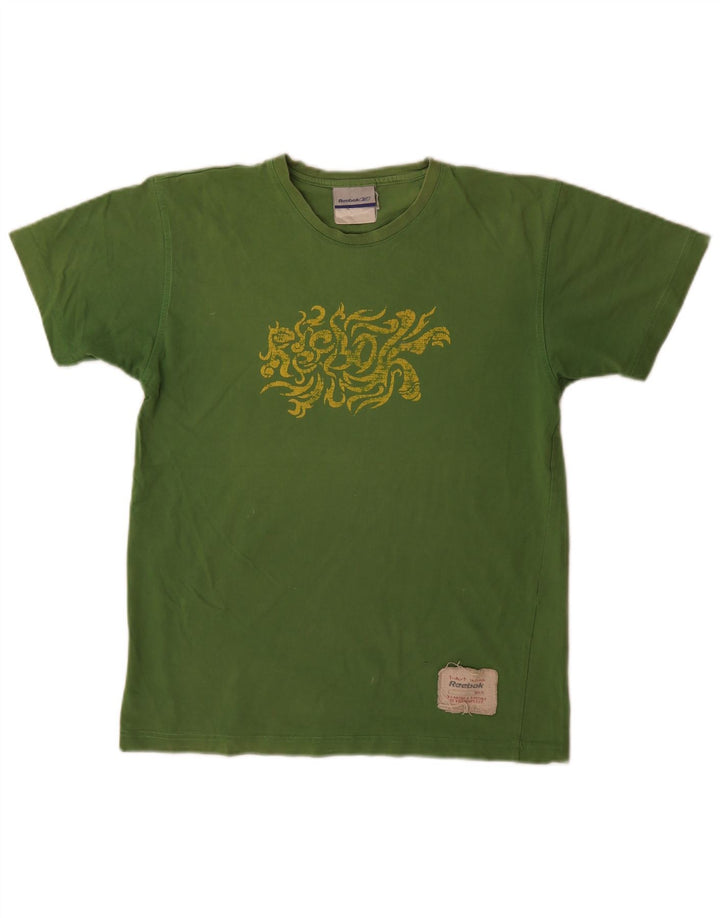 Reebok - Camiseta gráfica para hombre, talla pequeña, algodón verde