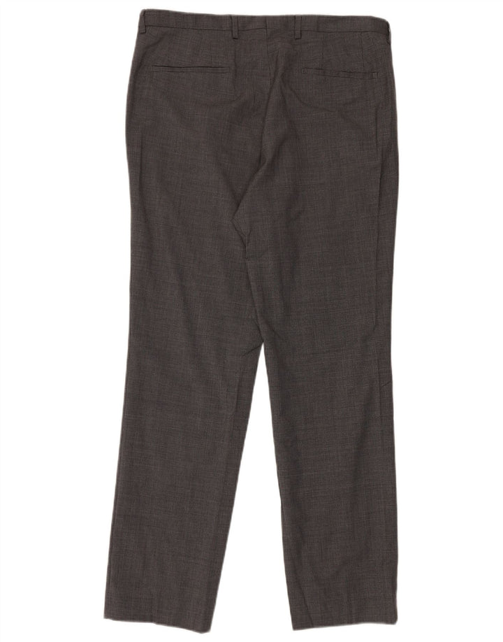 Hugo Boss Pantalón de traje recto para hombre IT 50 Large W34 L31 Gris pata de gallo