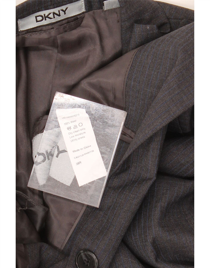 DKNY Mens 2 Button Blazer Jacket UK 38 Medium Grey Striped Wool