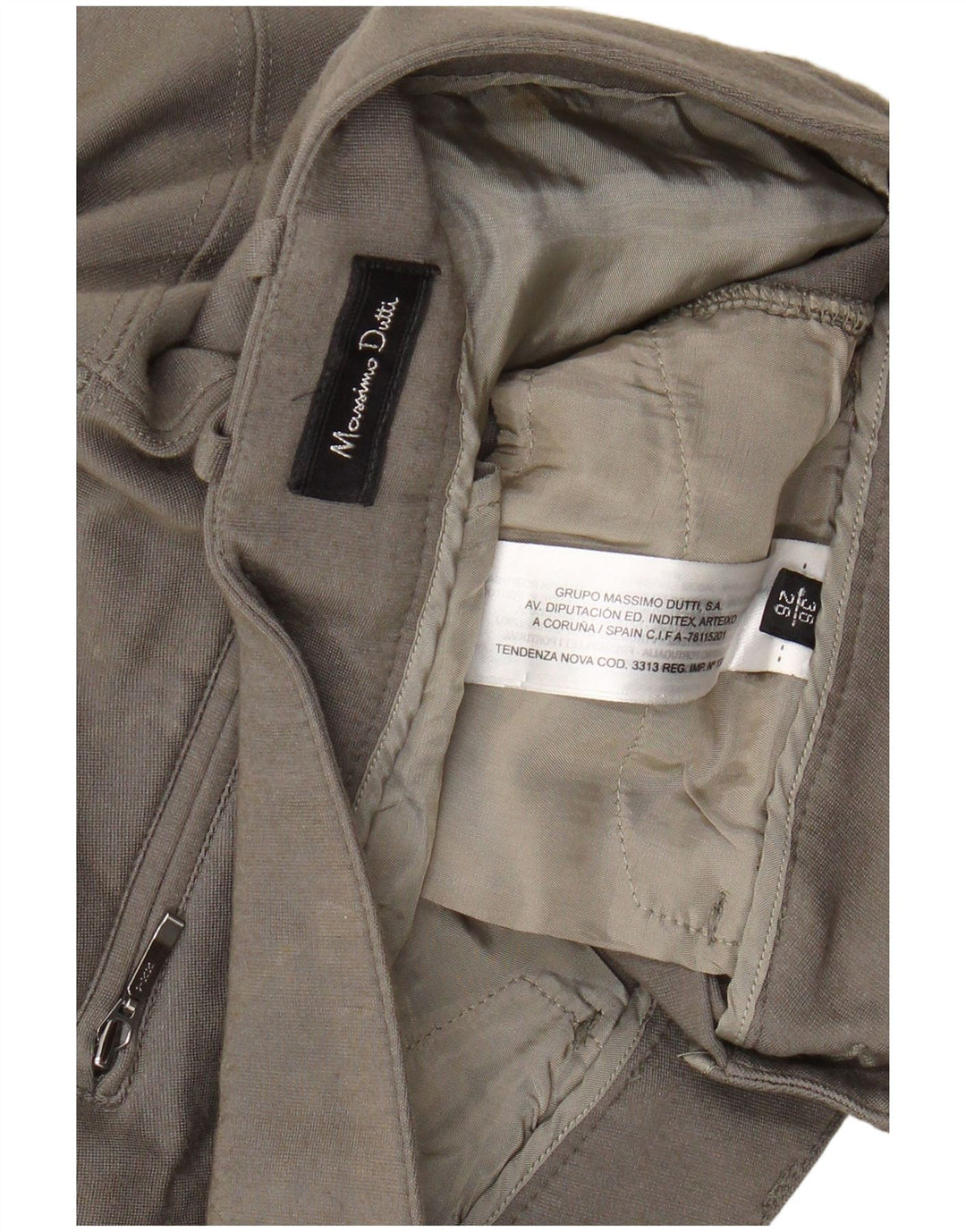 MASSIMO DUTTI Pantalones Casuales Pitillo Mujer EU 36 XS W26 L29 Caqui Modal