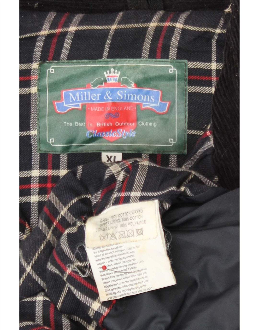 Miller & Simons Chaqueta de algodón encerado para hombre UK 42 XL Negro