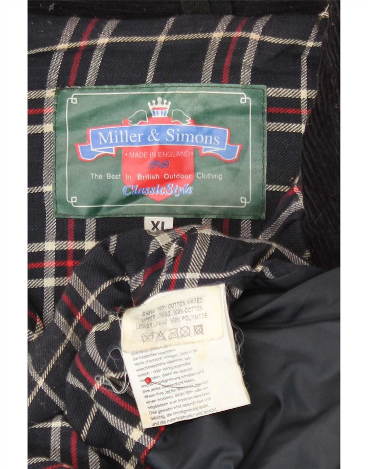 Miller & Simons Chaqueta de algodón encerado para hombre UK 42 XL Negro
