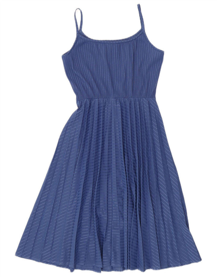 C&A Vestido de verano para mujer UK 10 Pequeño poliéster a rayas azules
