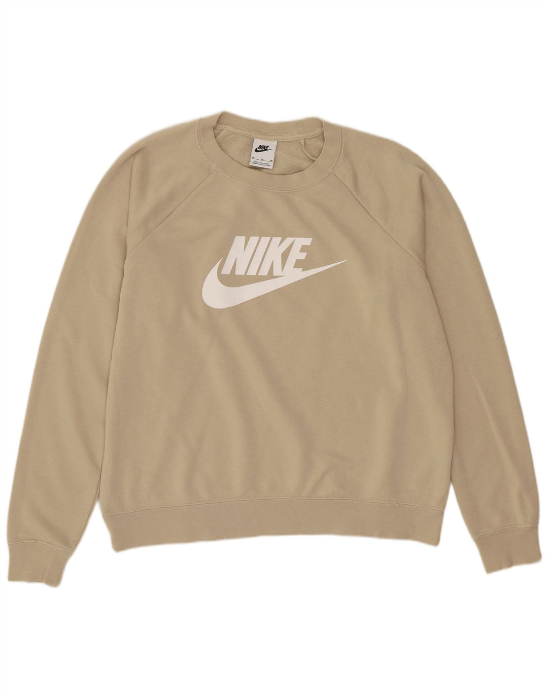 Nike - Sudadera extragrande con gráfico para mujer, talla 40, algodón beige mediano