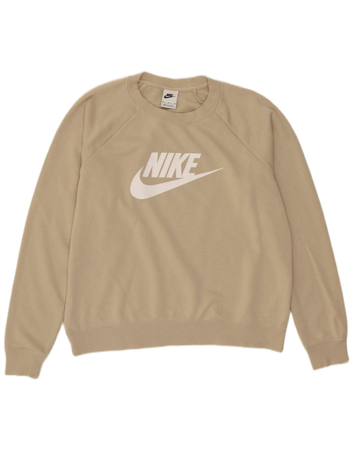 Nike - Sudadera extragrande con gráfico para mujer, talla 40, algodón beige mediano