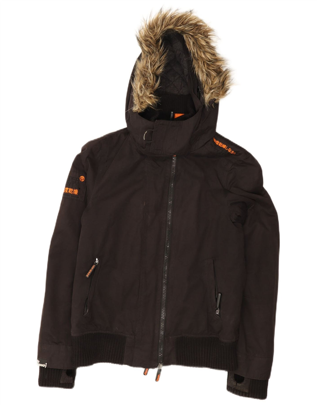 Superdry Chaqueta cortavientos con capucha The Windbomber para mujer, talla 44, talla M, color negro
