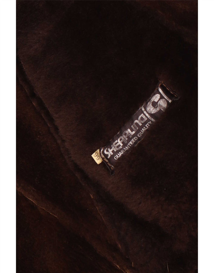 Vintage hombres shearling abrigo Reino Unido 40 marrón grande