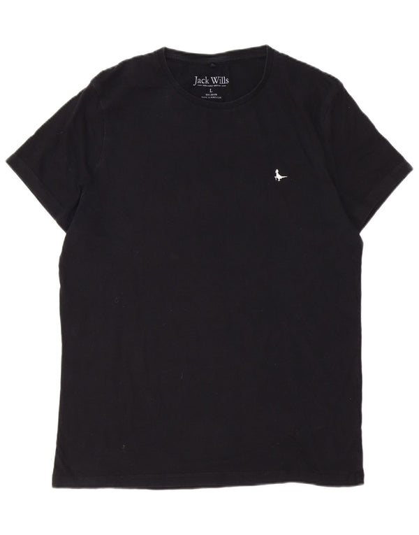 JACK WILLS Camiseta para hombre Top grande de algodón negro