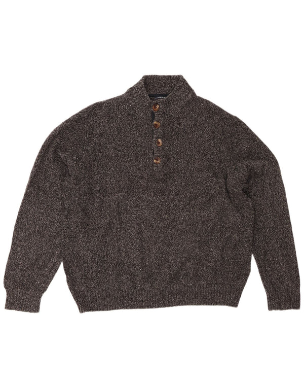 Izod Suéter tipo jersey con cuello y botones para mujer UK 20 2XL Acrílico moteado gris