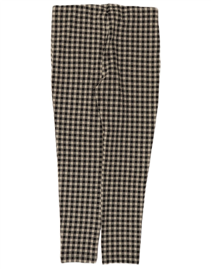 Zara Mujer Pantalón Casual Slim XL W32 L27 Poliéster Vichy Negro