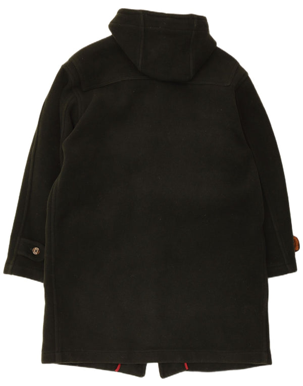 Vintage hombres con capucha suelta ajuste Duffle abrigo Reino Unido 38 lana virgen verde medio