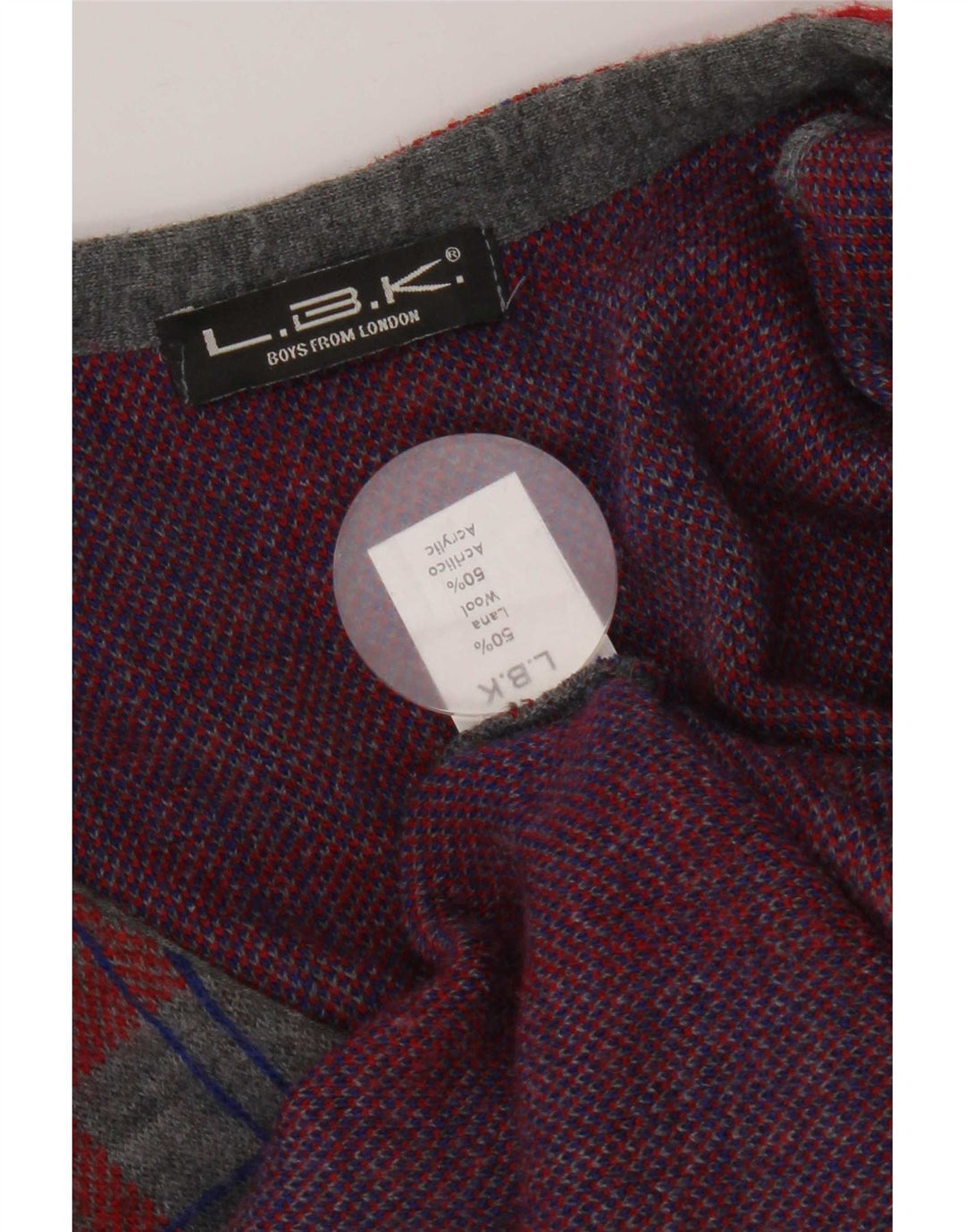 Vintage hombres sin mangas Cardigan suéter pequeño gris comprobar lana