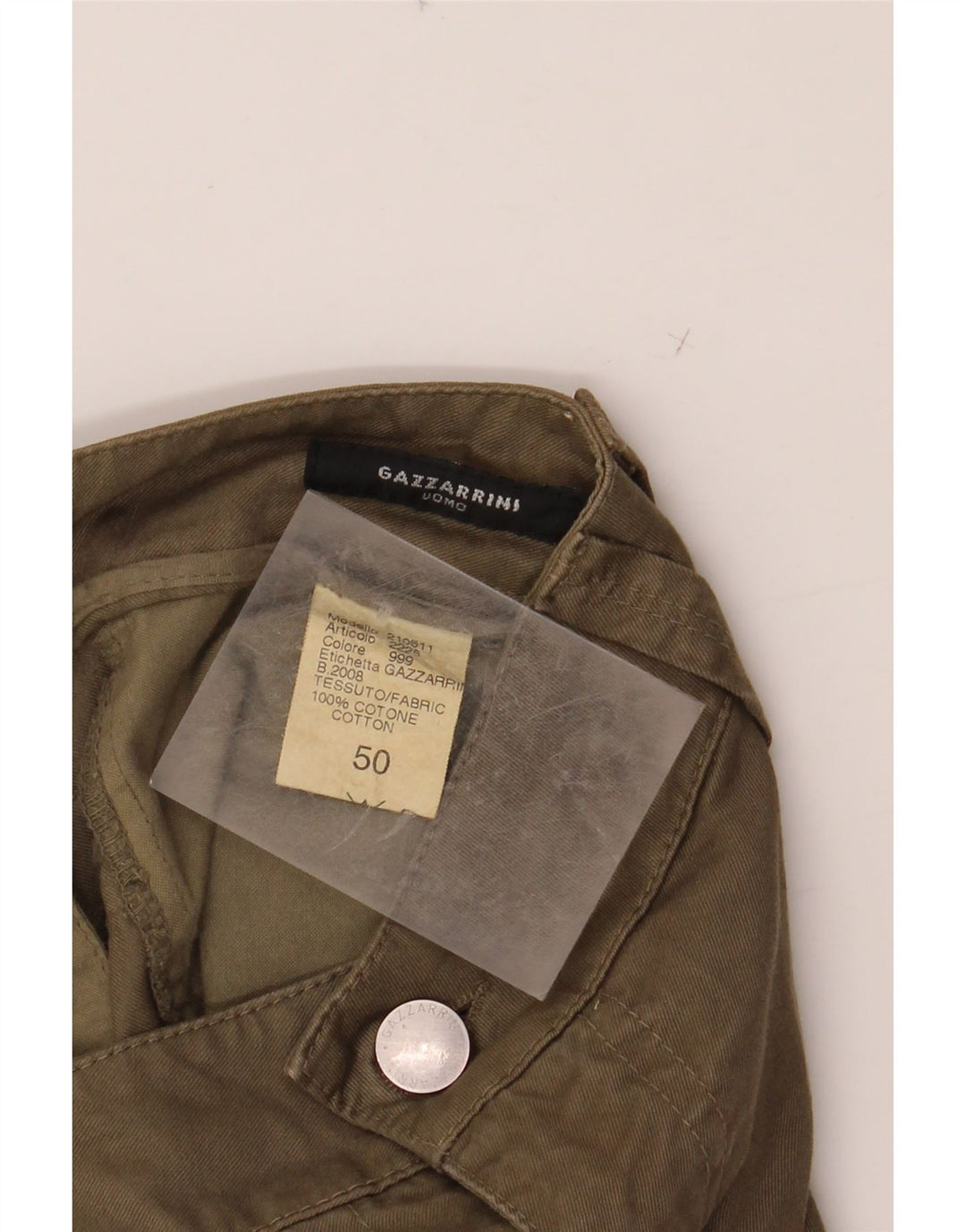 GAZZARRINI Bermudas cargo para hombre IT 50 Large W38 Algodón caqui