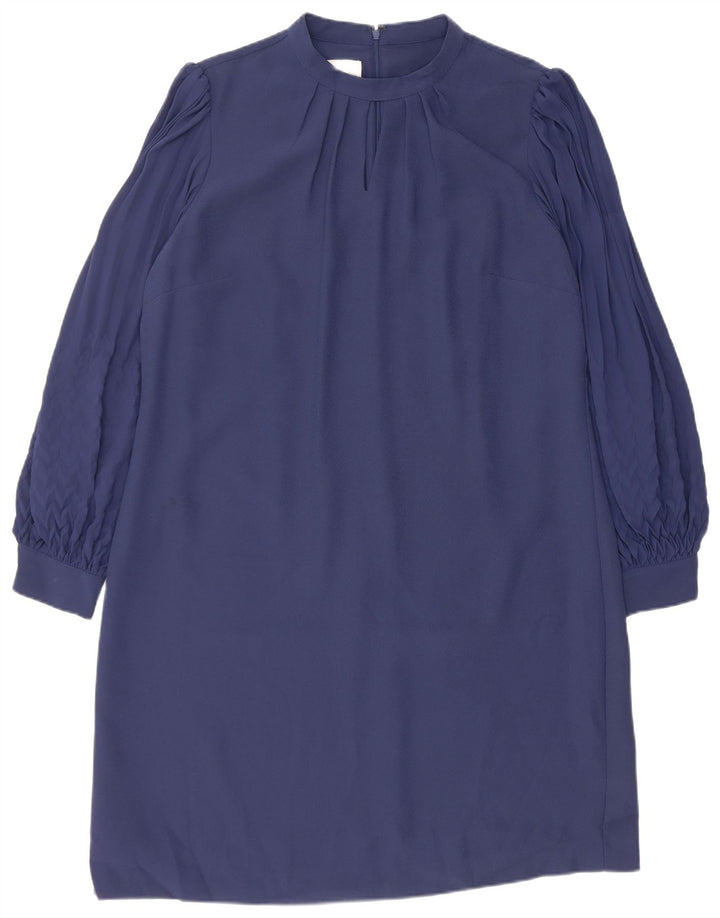 Hobbs Vestido recto de manga larga para mujer UK 46 Grande Poliéster azul marino