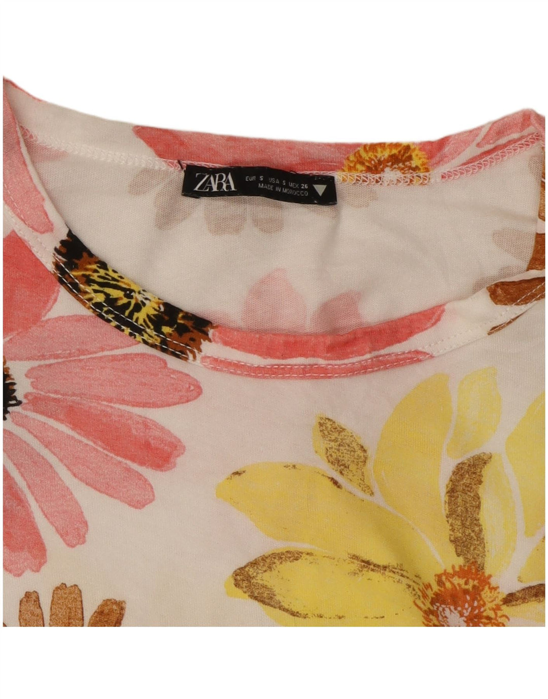 ZARA Camiseta con gráfico extragrande para mujer UK 10 Small Multicolor Floral