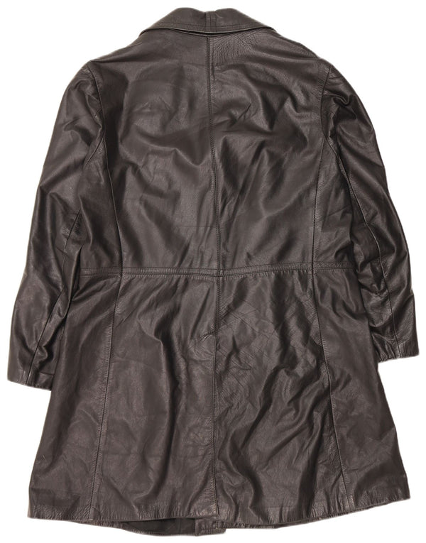 Vintage hombres cuero abrigo Reino Unido 40 cuero negro grande