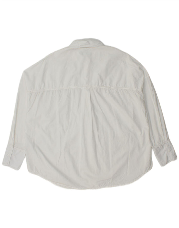 Benetton Camisa Extragrande Mujer UK 40 Small Algodón Blanco