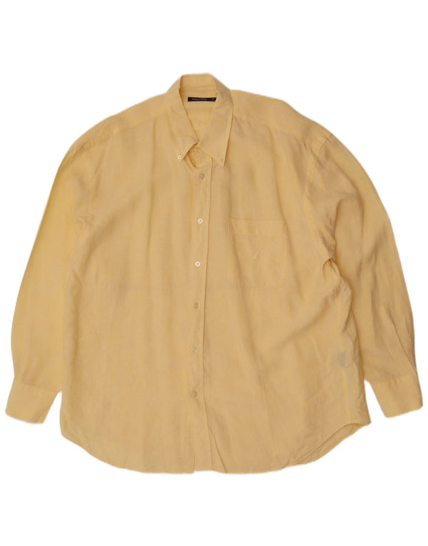 Camisa Nautica Hombre XL Lino Amarillo