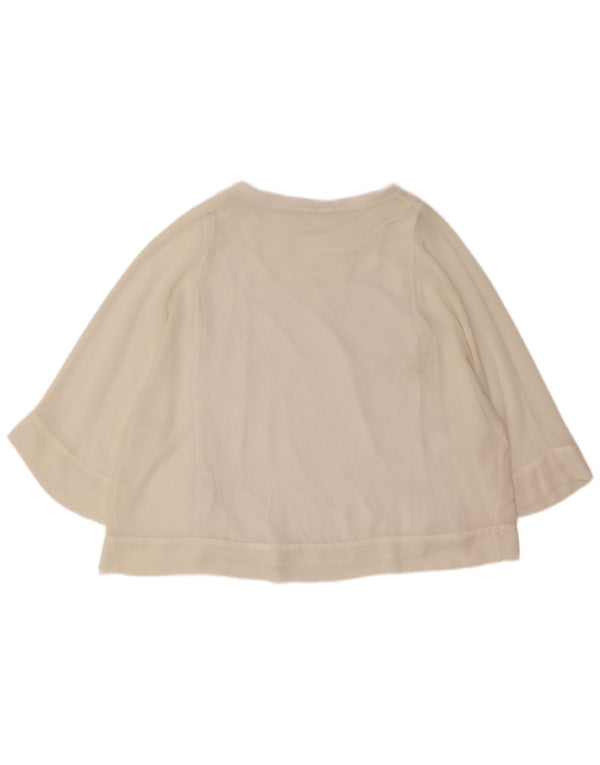 Zara Mujer Blusa Extragrande Top UK 44 Medio Blanco Poliéster