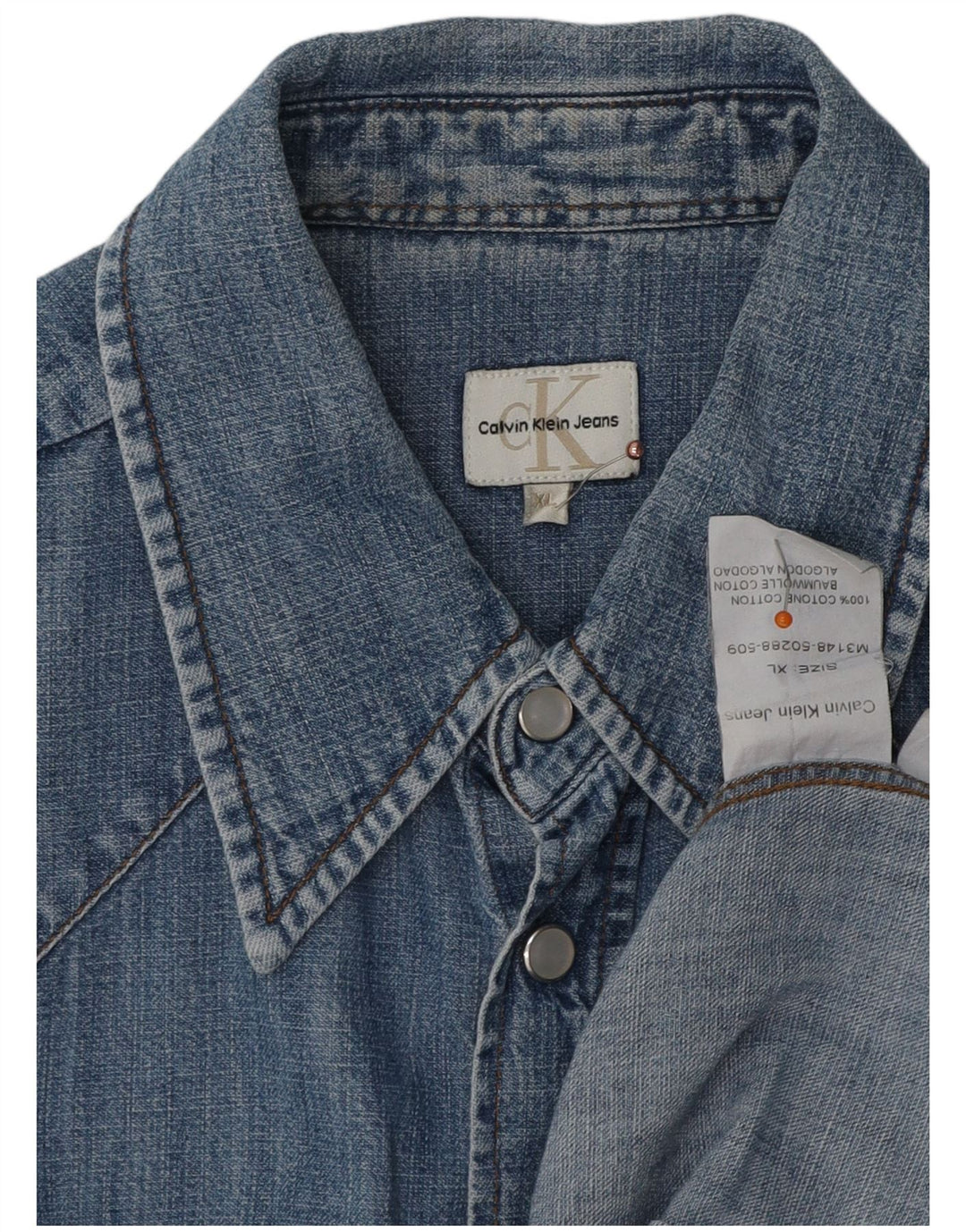 Calvin Klein Jeans Camisa vaquera de manga corta para mujer UK 18 XL Algodón azul