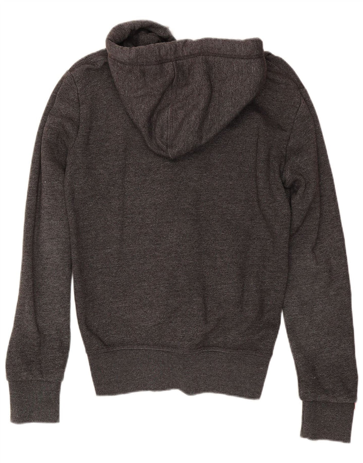 Superdry Sudadera con capucha y cremallera para hombre, talla pequeña, algodón gris